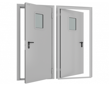 Дверь 780x2050 техническая одностворчатая остекленная левая цвет светло-серый RAL7035, DTO/780/2050/7035/L/N